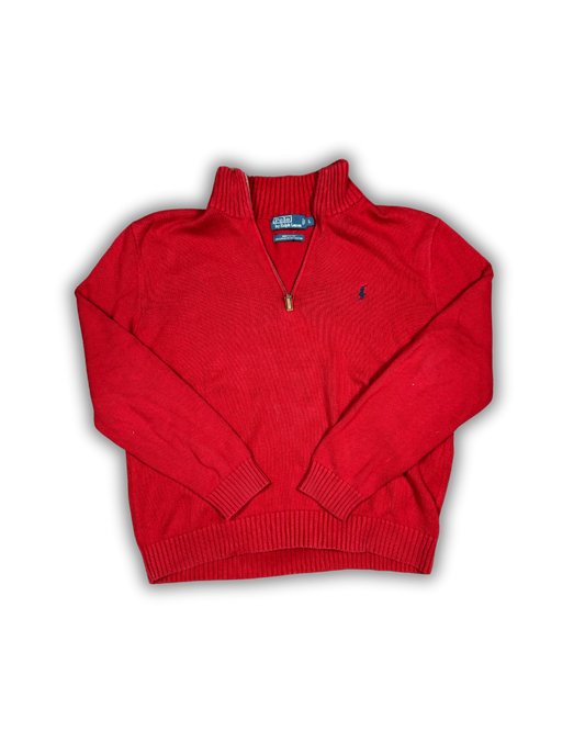 Vintage Polo Ralph Lauren 1/4 Zip Sweater - Red (Classic Preppy Style)