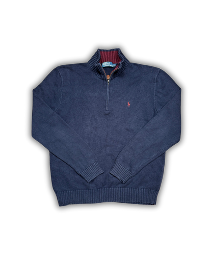 Vintage Polo Ralph Lauren 1/4 Zip Sweater - Navy Blue (Classic Preppy Style)