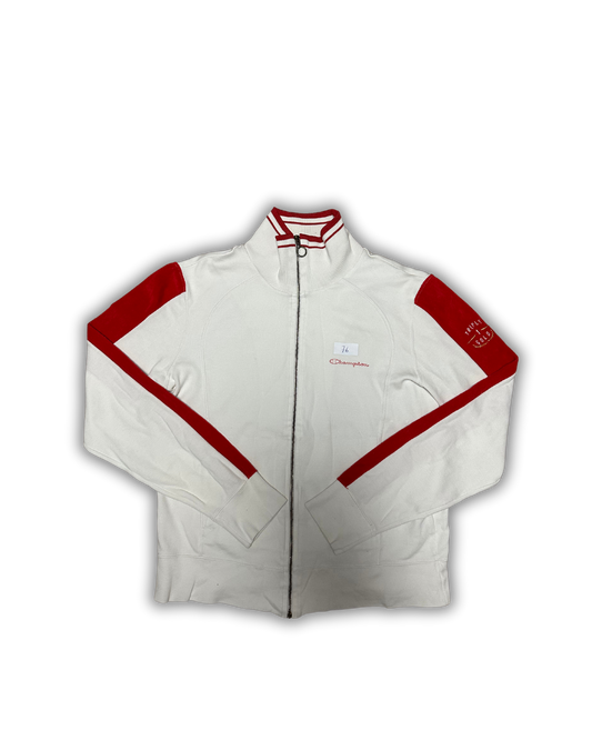 Champion Full-Zip Track Jacket – White & Red