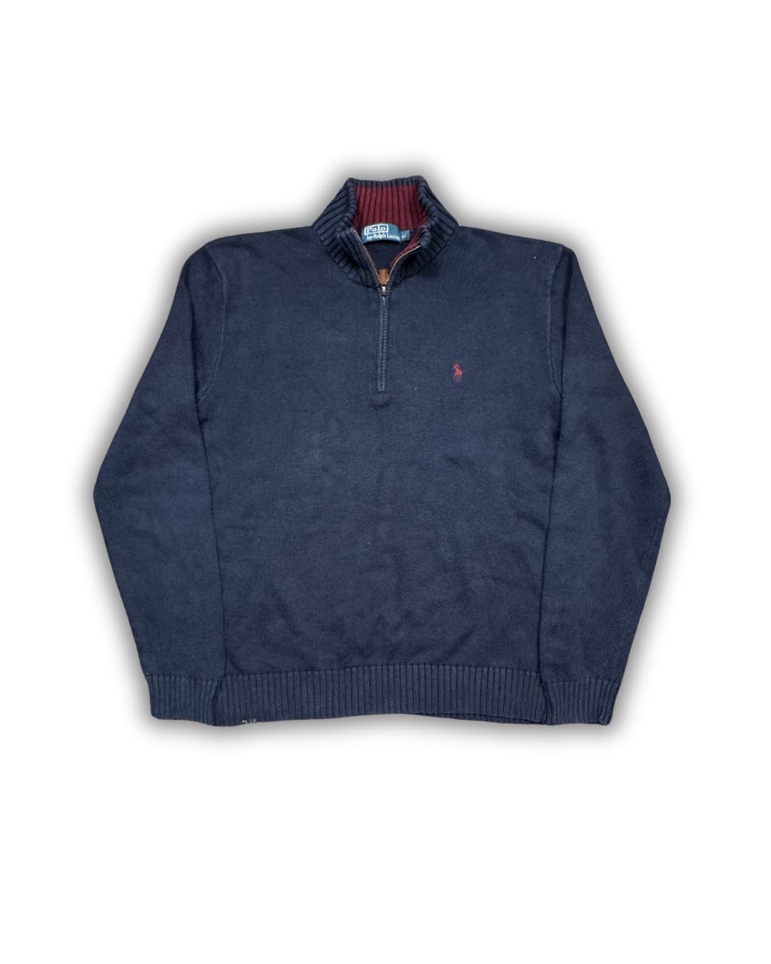 Vintage Polo Ralph Lauren 1/4 Zip Sweater - Navy Blue (Classic Preppy Style)